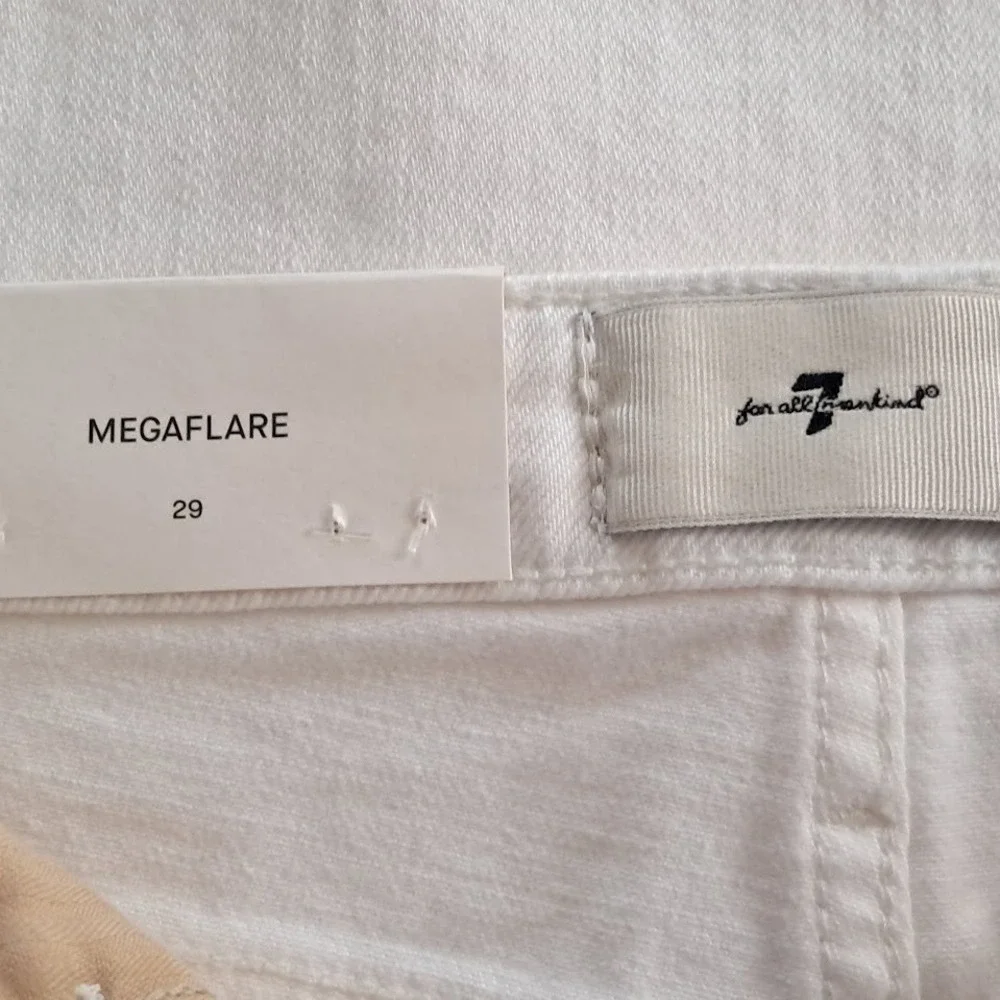 7 FOR ALL MANKIND 29‎ Megaflare High Rise Jeans Denim Clean White NWT $228